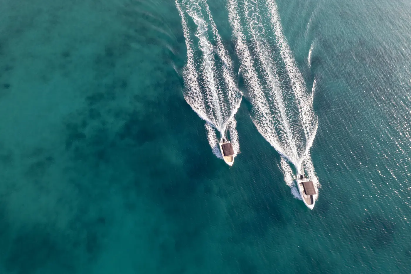 Boat route through turquoise waters
